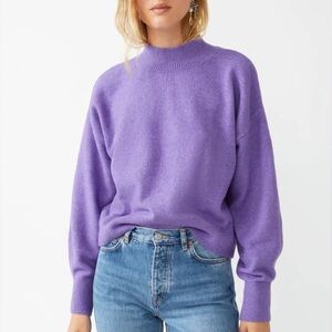 & OTHER STORIES Wool Blend Mock Neck Sweater Purple Lilac Knit Pullover